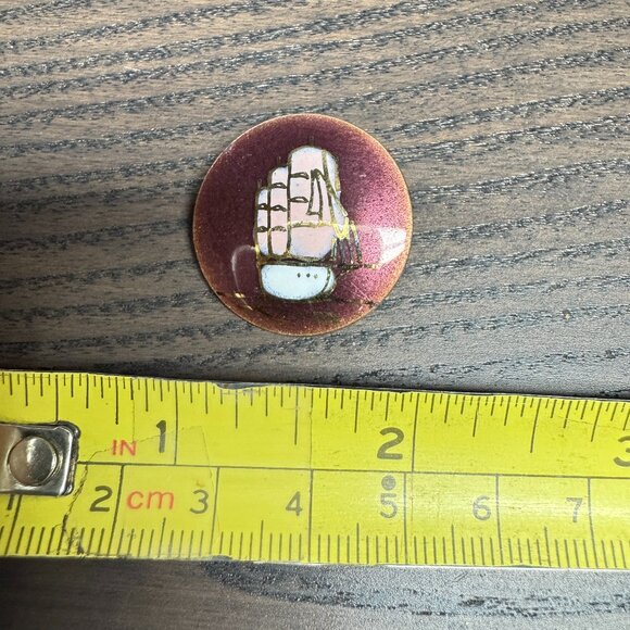 Vintage Copper Enamel Art Brooch of a Sailing Ship Signed Claude Perrier *read* - Picture 5 of 6